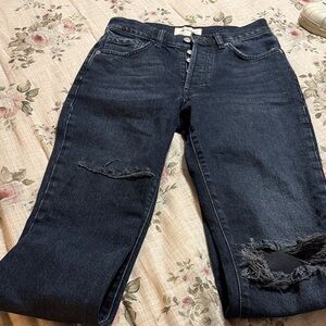 Free People Dark Wash Distressed Women's Jeans